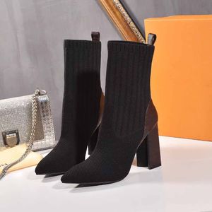 Kadın Boot Sock Boot Classics Zarif Deri Orijinal Kadın Öngen Yüksek Topuklu Stiletto ayak bileği botları moda botları martin kovboy patik