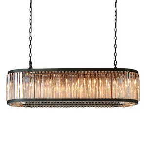 Amerykański RH Luster K9 Kryształowe Żyrandole LED Lampa Wisiorek Jadalnia Wiszące Retro Matowy Czarny Metal Regulowany Drop Light