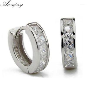 Stud Anenjery Pendientes 925 Sterling Silver Earrings Square Zircon For Men Women Oorbellen Boucle D'oreille S-E241