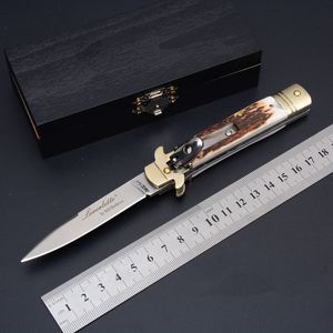 Medium ACK 19.5 cm Knife Bill Deshivs Leverletto Horisontella D2 Blade Classic geverhandtag med en enda actionfickfolk knivar