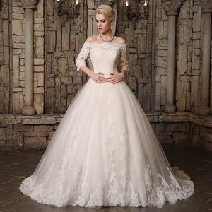 2019 modesto uma linha vestidos de casamento sheer bateau ne laço apliques de volta lace up country estilo chique vestido de nupcial personalizado venda quente