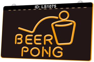 LS1075 Beer Pong Bar Pub Club Game 3D Engraving LED Light Sign Wholesale Retail