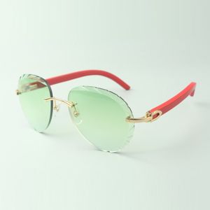 Exquisite klassische Sonnenbrille 3524027 mit naturroten Holzbügeln, Größe: 18-135 mm