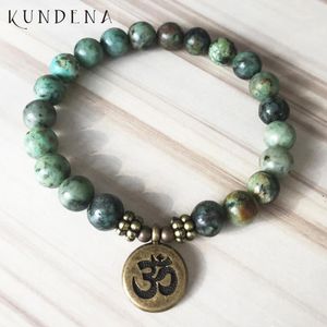 Tennis Men Mala Healing Beads Bracelet Yoga Buddha Om Charm Wrists Lotus Bracelets African T-urquoise Stone Bracelet1