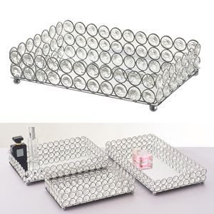 Crystal Makeup Organizer speglade Crystal Vanity Tray Dekorativ för parfymsmycken Makeup Badrumsarrangör Y11132622