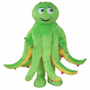 Хэллоуин зеленый осьминог талисман костюм костюма высочайшего качества мультфильм наряды персонажа взрослых размер рождественские карнавал день рождения вечеринка на открытом воздухе