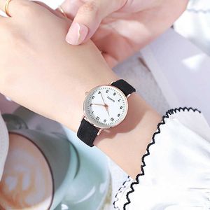 Женские часы для часов набор кварцевых часов простой кожаный ремешок дамы маленький циферблат для женского запястья платье Reloj Mujer