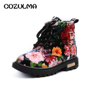 Cozulma Erkek Kız Sneakers Zarif Çiçek Çiçek Baskı Ayakkabı Çocuklar Sneakers Çizmeler Toddler Martin Çizmeler Deri Çocuk Sneakers LJ200907