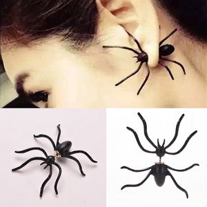 Black Spider Earrings Holloween 3D Stereo Animal Stud Earings Fake Piercing Women's Fashion Jewelry 1pc (Color: Black)