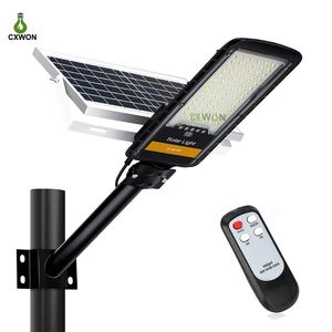 Lampade a luce solare JD 80W 120W 200W 300W Dal tramonto all'alba Luci da esterno a LED in alluminio impermeabili Lampione da giardino con telecomando e palo