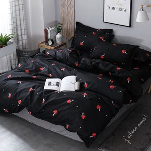 biancheria da letto a fungo nero rosso Set di biancheria da letto modello carino copripiumino per bambini set copripiumino semplice federa Queen king size C0223