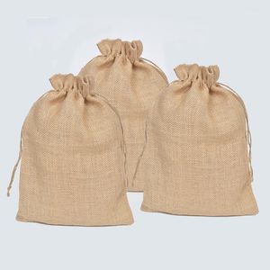 Embrulho de presente 25x35cm de Natal grande juta natural saco de traço para grãos de café jóias para o casamento de jóias de jóias 50pcs1