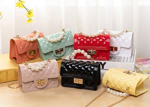 Candy Color Rhombic Jelly Bag One ramię Messenger Women Key Key Pocket Pearl torebka torebki Crossbody