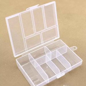 Empty 6 Compartment Plastic Clear Storage Box For Jewelry Nail Art Container Sundries Organizer