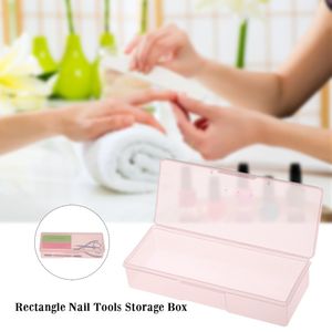 Rektangel nagelförvaringslåda Plast Tomt fodral för pincett Clippers Nails Brush Cuticle Pusher Nail Art Tool