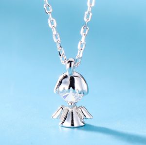 Nova jóias de design de moda sentido incrustado Zircon S925 Sterling Silver Liberdade Colar de anjo conjunto de cadeia Q0531