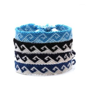 Boho Embroidery String Greek Tide Wave Woven Friendship Bracelet Women Men Light Blue Dark Blue Black White Beach Surf Jewelry1
