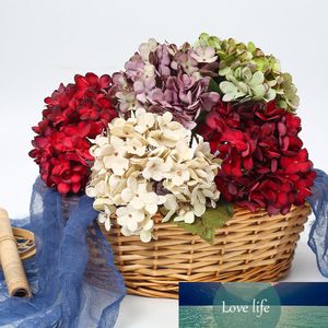 1pcs artificiell silke vas blomma arrangemang bröllop bukett brud vintage hortensia dekor livliga vackra falska blommor