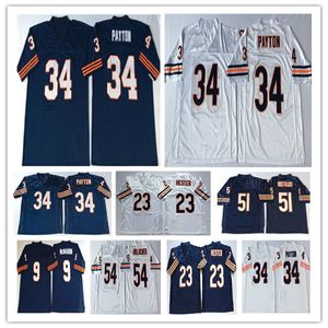 Kolej Vintage Erkekler Amerikan Futbol Formaları 34 Walter Payton 9 Jim McMahon 23 Devin Hester 40 Gale Sayers Formaları 50 Mike Singletary Butkus Urlacher