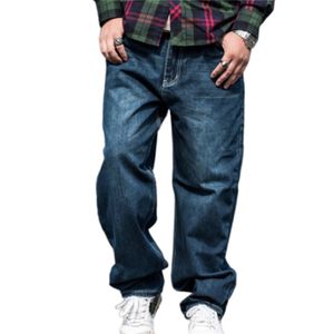 رجل ربيع الخريف واسعة الساق الفضفاضة الجينز السراويل الرجال الأزرق مستقيم جينز الهيب هوب فضفاض طويل الجينز السراويل الذكور زائد الحجم 42 44 46 201111