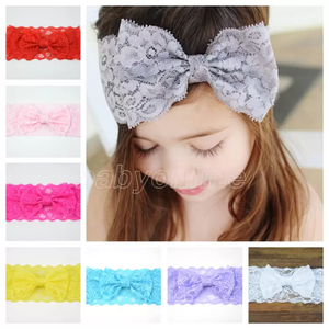 Hårtillbehör Spädbarn Flicka Multi Design Lace Bow Hair Hairband Kids Headwear Baby Headbands Girls Barrettes Belts