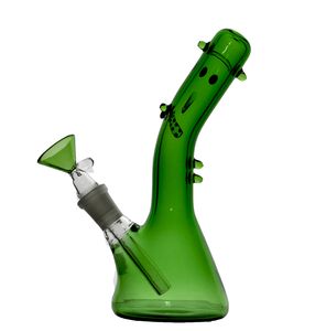 10 In Glass Bongs Green Cucumber Dab Rig 14MM Joint Smoking Water Pipes Cyclone Bongs Assorted Color Upon Request