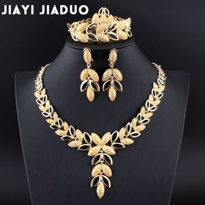 Jiayijiaduo Jewelry Sets Wedding Crystal Heart Fashion Bridal African Gold Color Necklace Earrings Bracelet Women Party Sets Y200602 BRJO