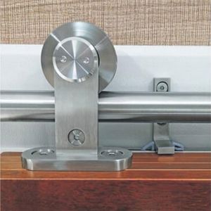 6.6FT Stainless Steel Sliding Barn Door Hardware Track Set Kit Soft Close Mechanism Modern Interior Brushed