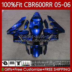 Spritzgussform mit blauen Flammen Verkleidungen für HONDA CBR 600RR 600F5 600CC 2005-2006 Karosserie 72No.304 CBR600 CBR 600 CC F5 RR F 5 2005 2006 CBR600F5 CBR600RR 05 06 OEM-Karosserie