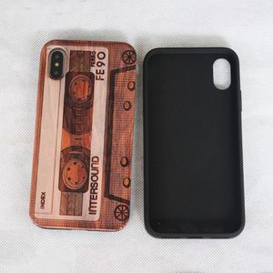 Audio Tape Design Custom Wood Fodral för iPhone X XS Max XR 12 Cell Phone Cover Högre kantskärm Skyddskal