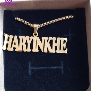 Chains Punk Style Personalized Name Necklace Customized Big Nameplate Pendant Women Men Fashion Jewelry Handmade Birthday Gift BFF