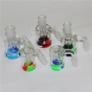 14mm Male Glass Ash Catcher with 5/7ml silicone containers smoking pipes straight silicon water bong oil rigs