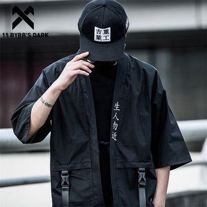 11 BYBB'S DARK Harajuku Offene Stich Jacken Männer Hip Hop Dünne Mäntel Bänder Japanischen Stil Männlich Sieben-Cent-Ärmel Streetwear 220301