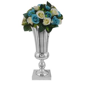 43cm Stor Bedövning Silver Iron Luxury Flower Vase Bröllopsbordet Centerpiece Heminredning T200703