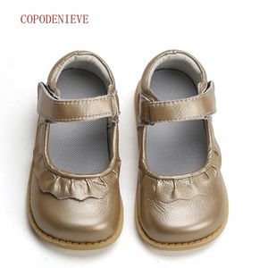 COPODENIEVE girls shoes genuine leather black mary jane with flowers white rose children shoes good quality stock little kids 201130