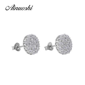 Ainuoshi 925 Srebrne kolczyki dla kobiet Wedding Halo Flower Stude Earring Prezenty Pendientes Plata de Ley 925 Mujer Y200107