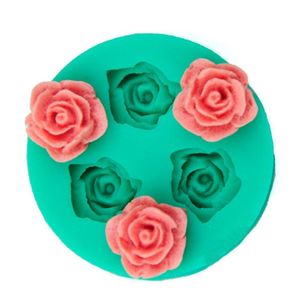 Tre Rose Flowers 1 st Cake Mote Silicone 3D Rose Flower Candy Jelly Dekoration Bakning Verktyg Socker Mjuk Fondant Moulds Promotion