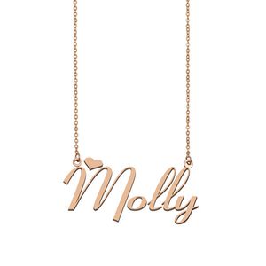 Molly Collana con Nome Targhetta Ciondolo per Donne Ragazze Regalo di Compleanno Bambini Migliori Amiche Gioielli in Acciaio Inossidabile Placcato Oro 18k