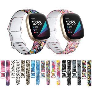 실리콘 패턴 필티 비트에 대 한 인쇄 된 시계 밴드 베르사 3 여자 남자 fitbit sense / Versa3 스마트 시계 스트랩 도매에 대 한 꽃 팔찌 밴드