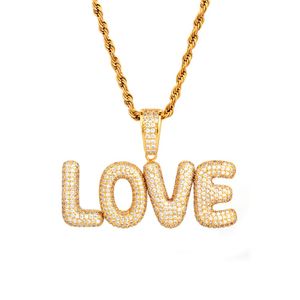 New Men's Custom Name Small Bubble Letters Necklaces & Pendant Ice Out Cubic Zircon Hip Hop Jewelry Rope Chain Two Color