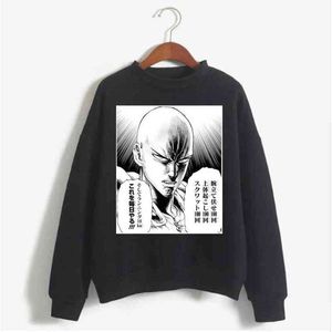 Hoodie Sweatshirt One Punch Man Saitama Print Cosplay Kostym Anime Kvinnor / Män Top H1227