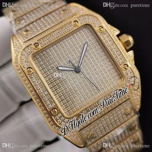 DRF асфальтированные смоделированные бриллианты циферблат 18K желтые золотые бриллианты браслет ETA A2824 автоматические мужские часы Mens 2021 хип-хоп блен ювелирные изделия PureTime E232