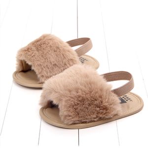 Fashion Faux Fur Baby Shoes Summer Stuft Baby Boy Boys Girls Soft Soft Sole Walking Shoes Indoor for 0-18m