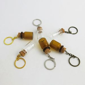 12 x Clear Amber mini garrafas de vidro chaveiro pingentes pequenos desejos frasco frasco frasco frasco frasco para bracelete presente 5ml 6ml 7ml 8ml