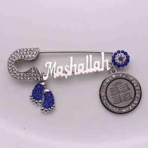 muslimska islam turkiska onda ögat koran fyra qul suras mashallah rostfritt stål brosch baby pin
