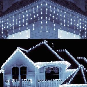 Strängar Julljus Utomhusdekoration 5m Droop 0,4-0,6m LED-gardin Icicle Sträng Year Street Garland på huset