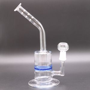 8 pollici Blue Glass Water Bong Narghilè Cake Heady Dab Recycler Oil Rig Tubi di fumo con ciotola da 14 mm