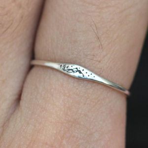 Anel de cor de prata estilo vintage onda montanha casal anéis para meninas meninos prometem anel melhor amigo jóias