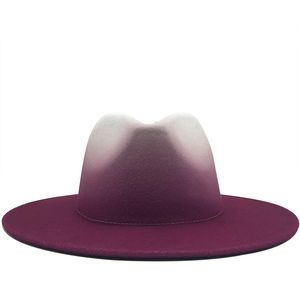 Mulheres Homens Vintage Wool Felt Trilby Fedora Hats Cavalheiro aba larga elegantes Caps Gradiente Para Senhora do inverno Jazz vaqueiro