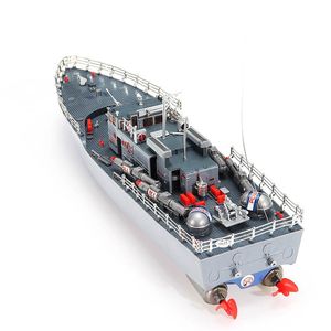 1/115 2.4G EHT-2877 Missile Destroyer RC Boat 4km/h Vehicle Models Outdoor Toys Boy Gifts w/ Controller Two Motors Light